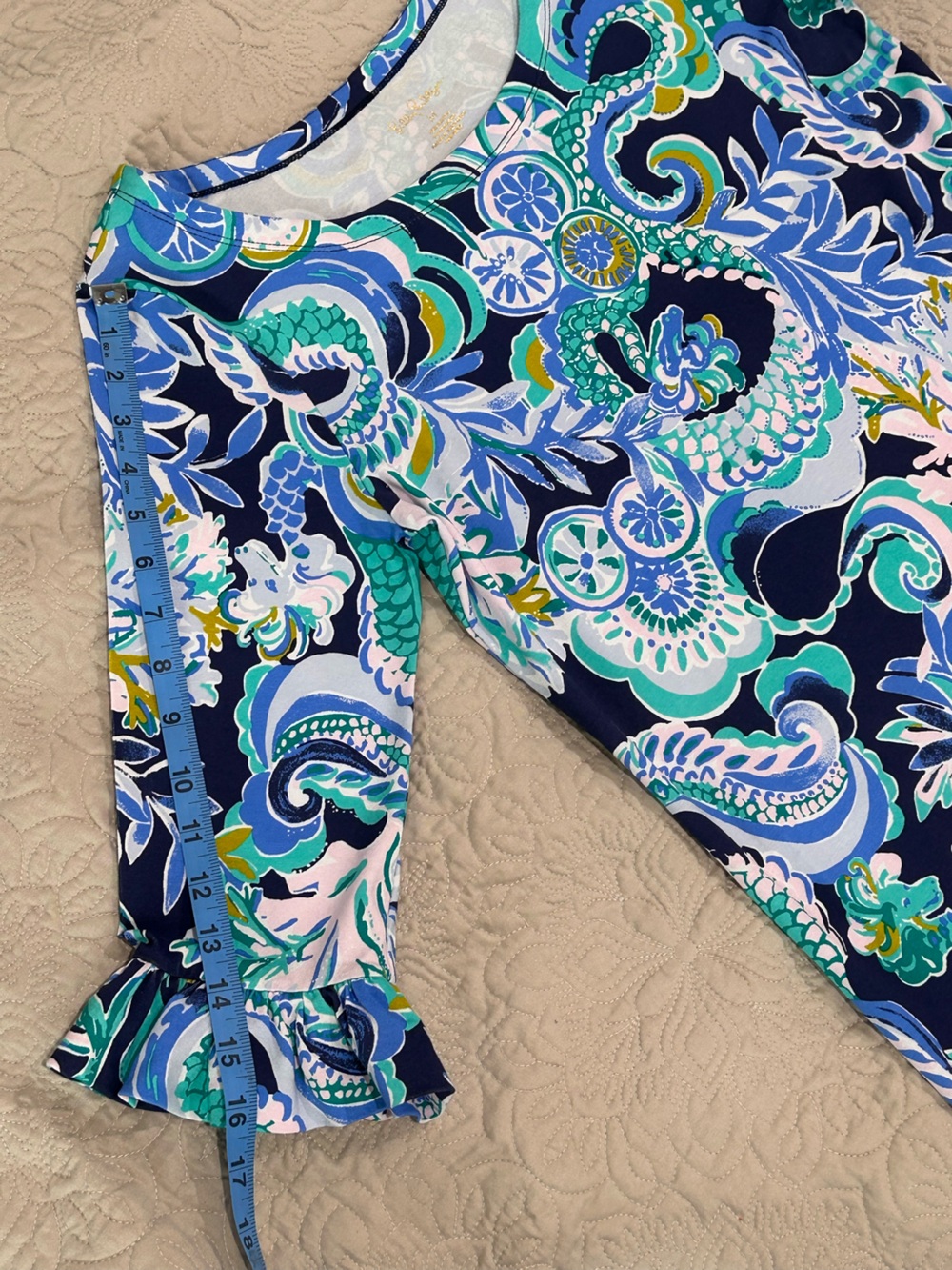 Lilly Pulitzer Blue, Aqua & White Paisley Shift Dress size M - Picture 9 of 12
